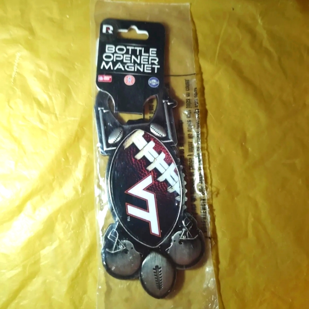 Rico Industries Virginia Tech Football Bottle Opener Magnet, Sealed, Seal, NWT